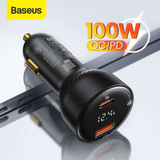 Baseus Superme Digital Display 100W PPS Dual Quick Charger Car Charger